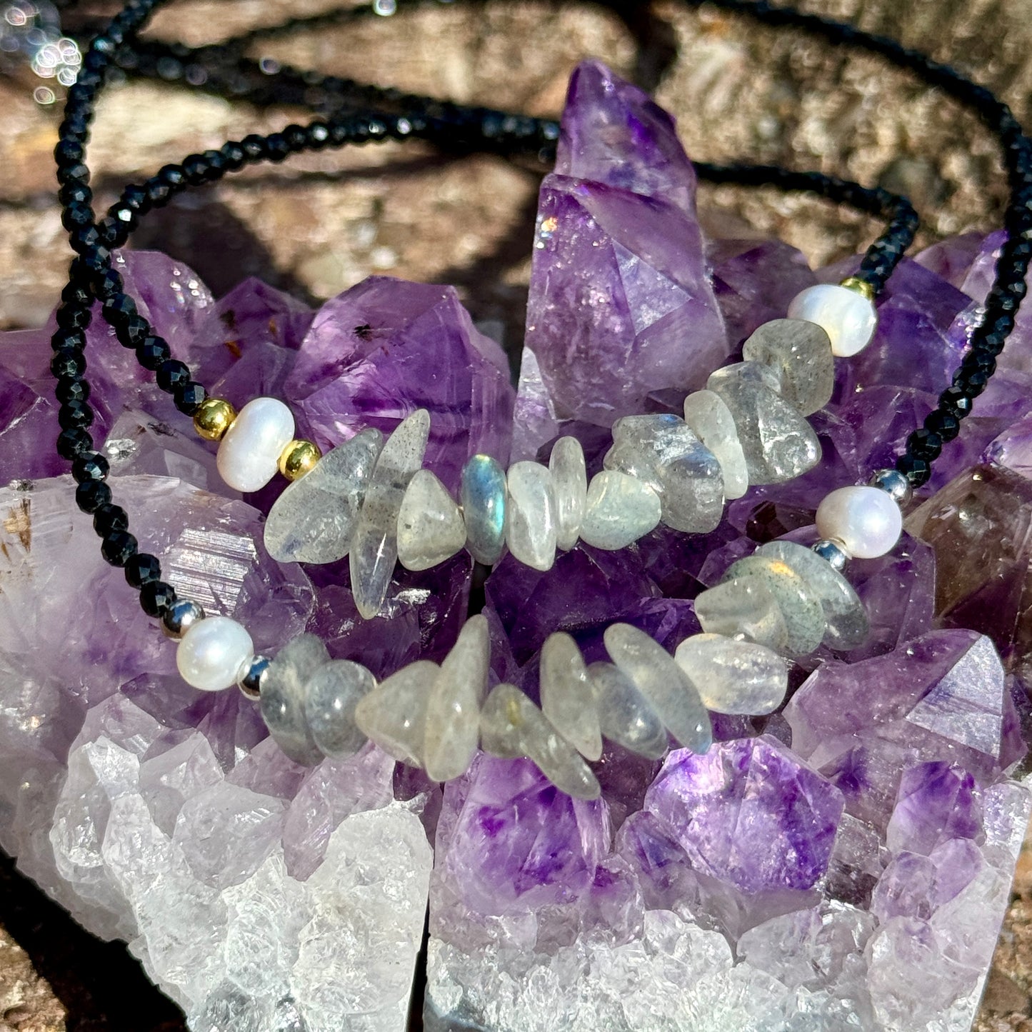 Black Tourmaline and Labradorite Choker Necklace