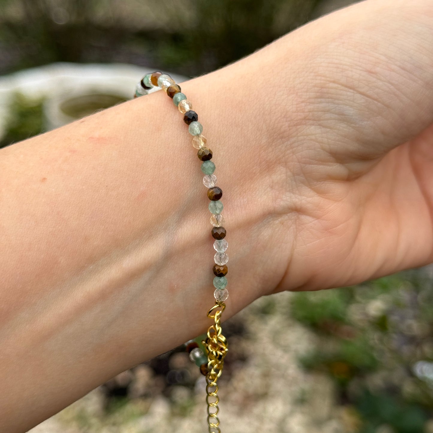 Good Luck & Abundance Minimalist Bracelet - Citrine, Tigers Eye & Green Aventurine