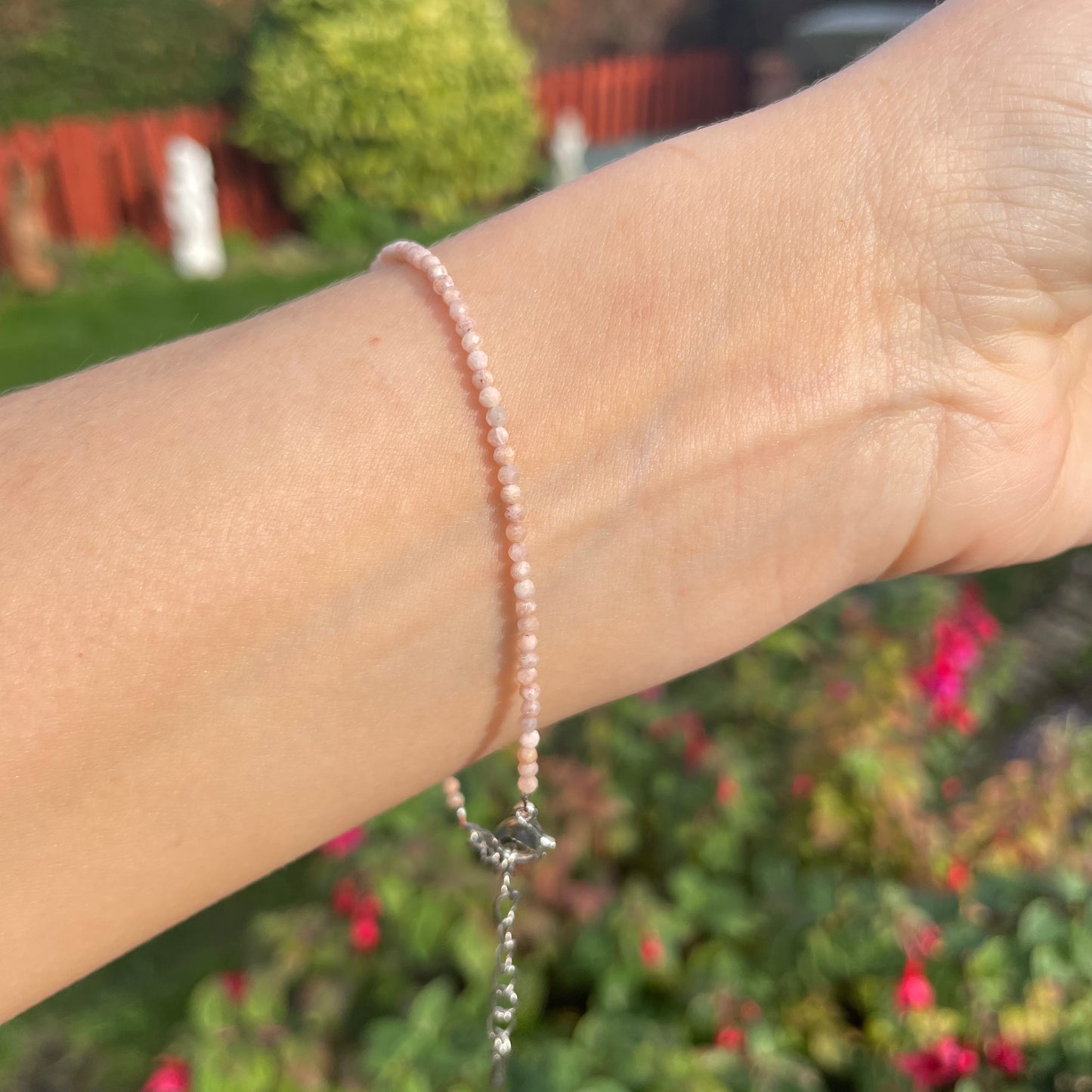 Peach Moonstone Minimalist Bracelet 🪷