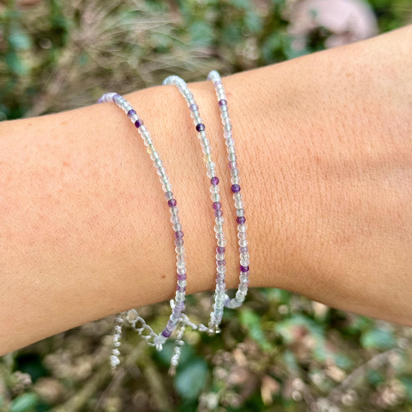 Rainbow Fluorite Minimalist Beaded Bracelet