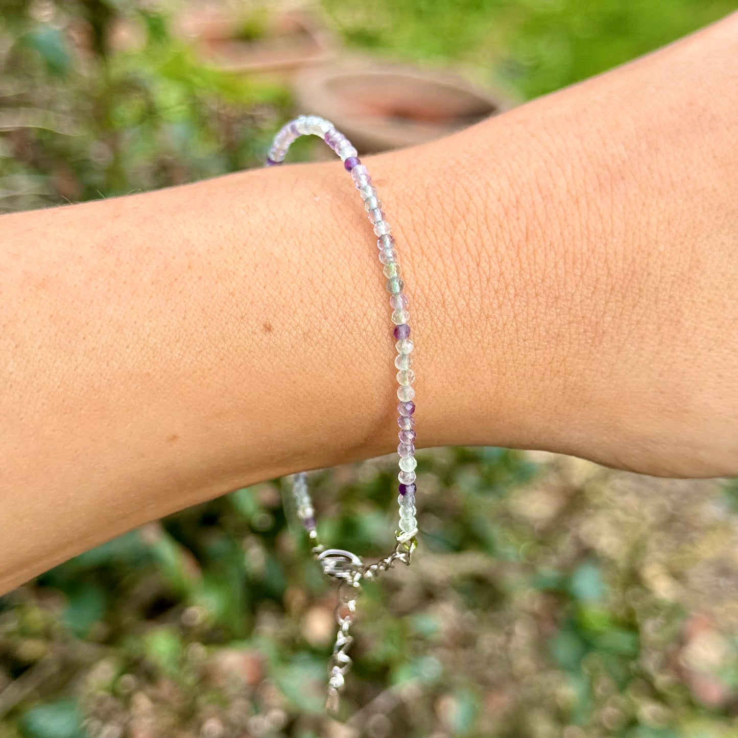 Rainbow Fluorite Minimalist Beaded Bracelet