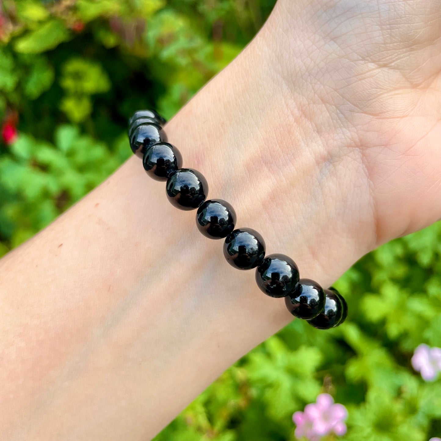 Black Tourmaline & Hematoid Fire Quartz Beaded Bracelet