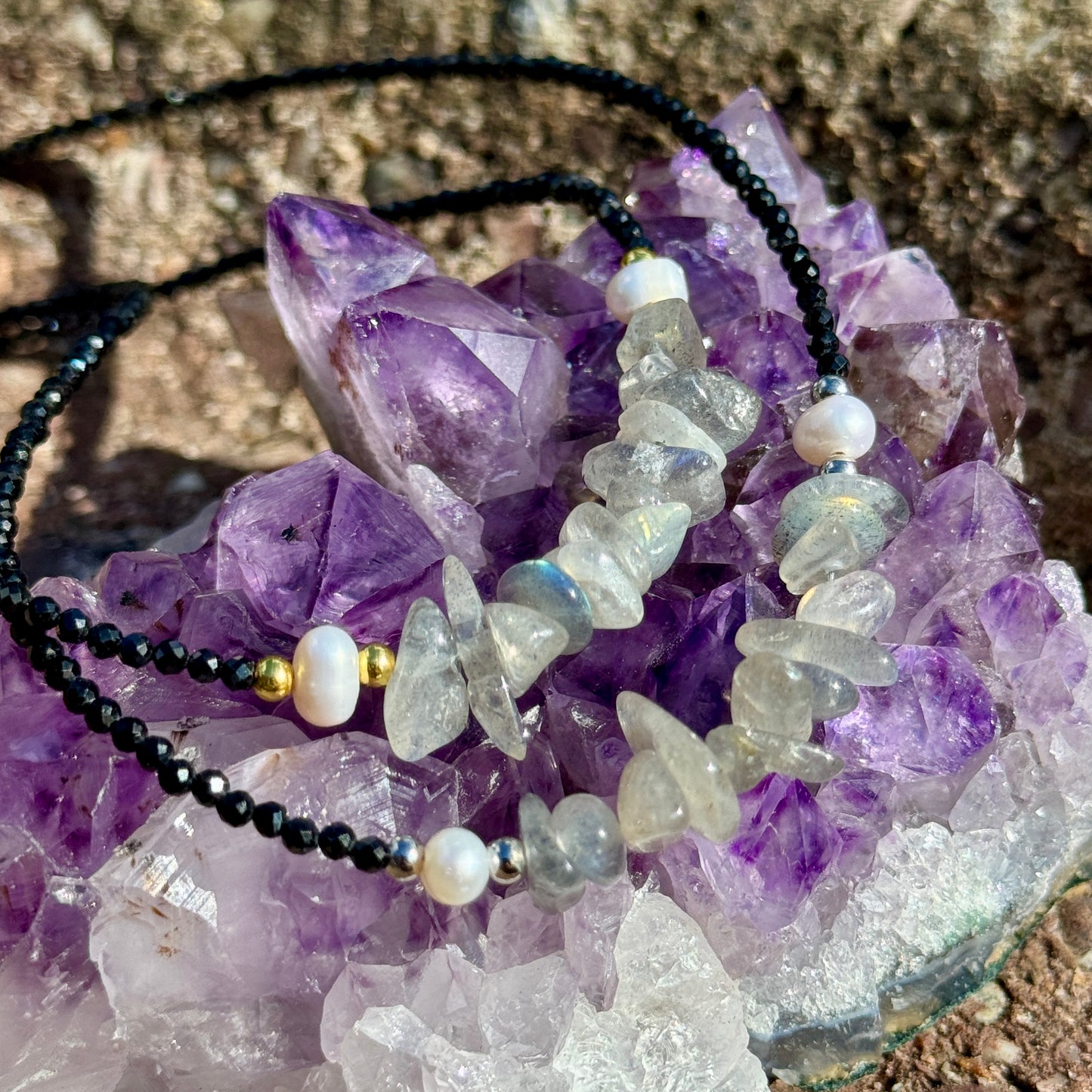Black Tourmaline and Labradorite Choker Necklace
