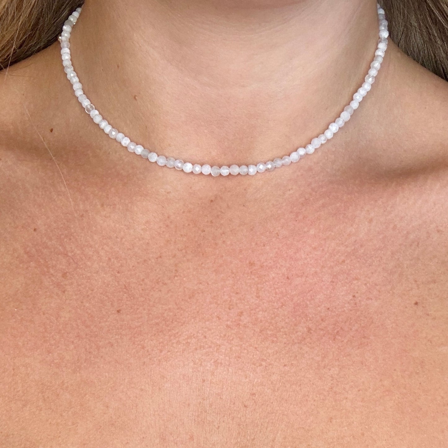 Moonstone choker necklace minimalist crystal healing natural stone