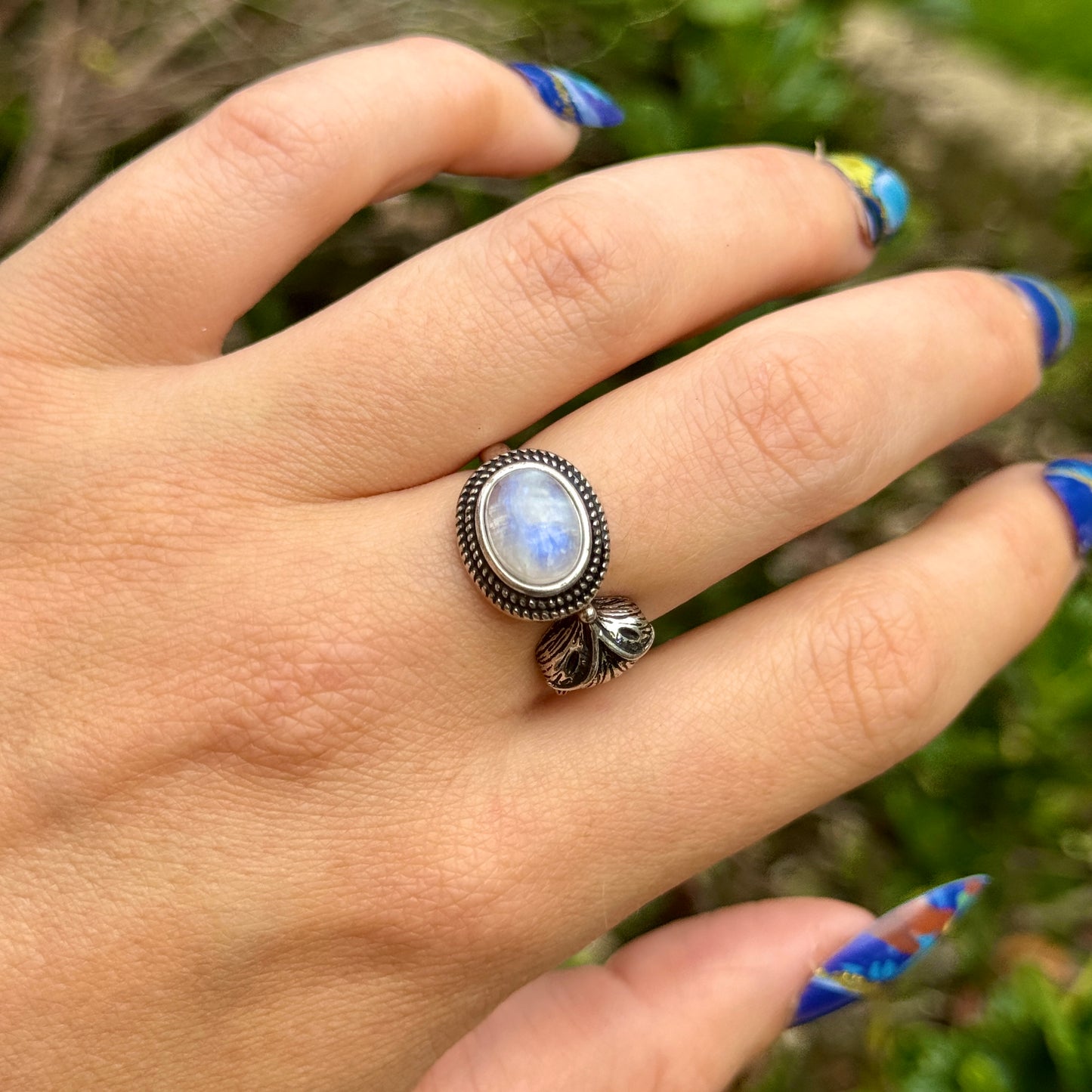 Flashy Moonstone Fox Pendant & Ring Set