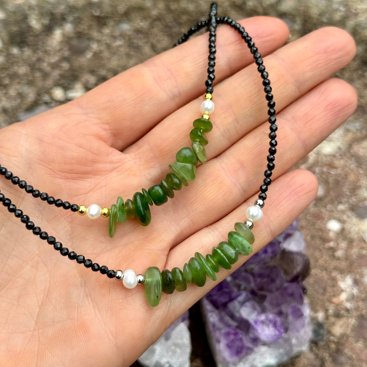 Nephrite Jade/Black Tourmaline - Everyday Witch Choker Necklace