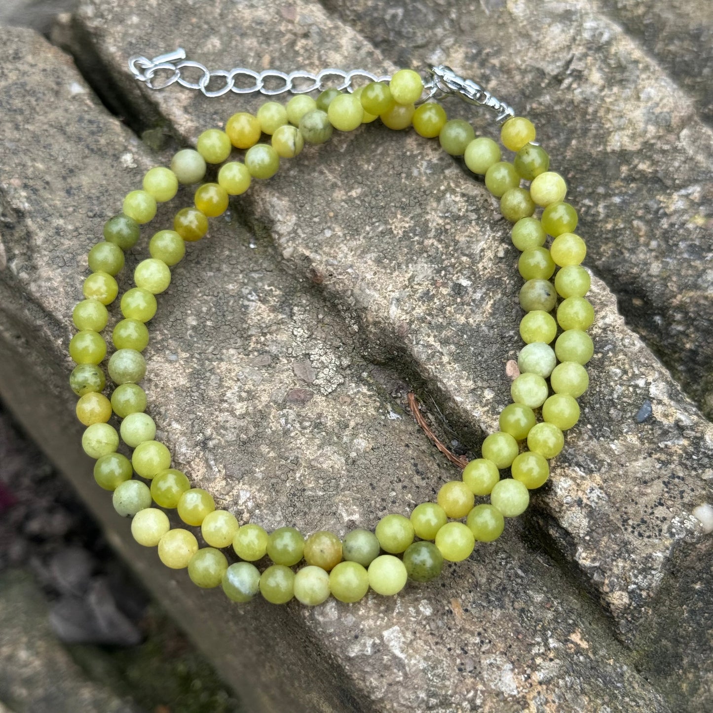 New Jade (Serpentine) Beaded Choker Necklace