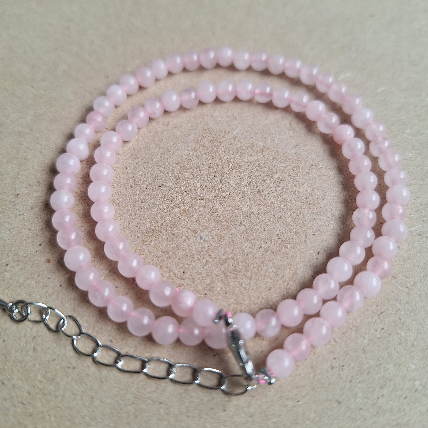 Rose quartz choker or elastic bracelet 4mm beads