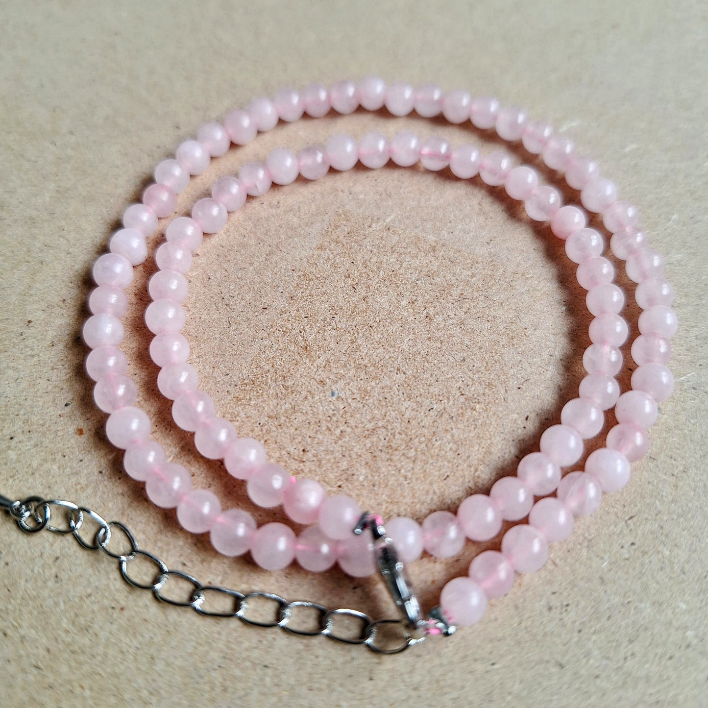 Rose quartz choker or elastic bracelet 4mm beads