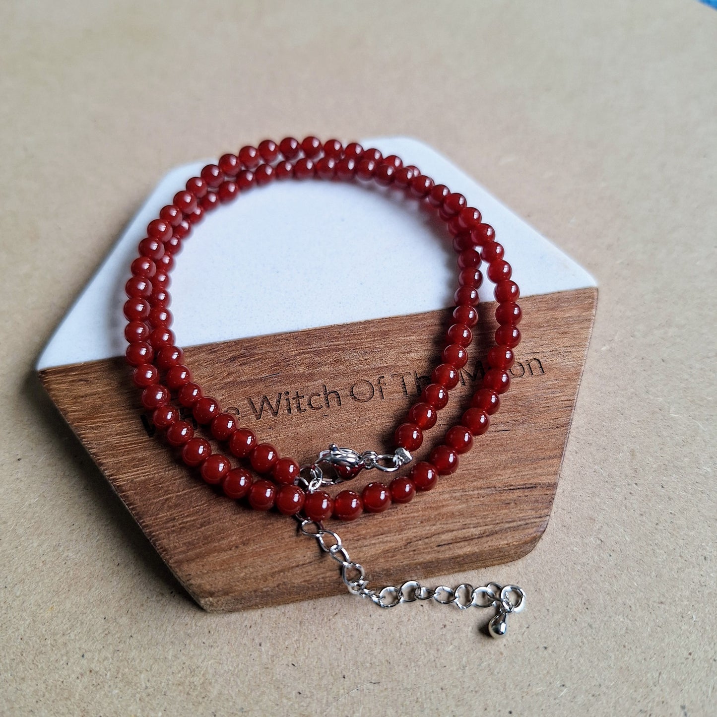 Carnelian Choker Necklace 4mm beads