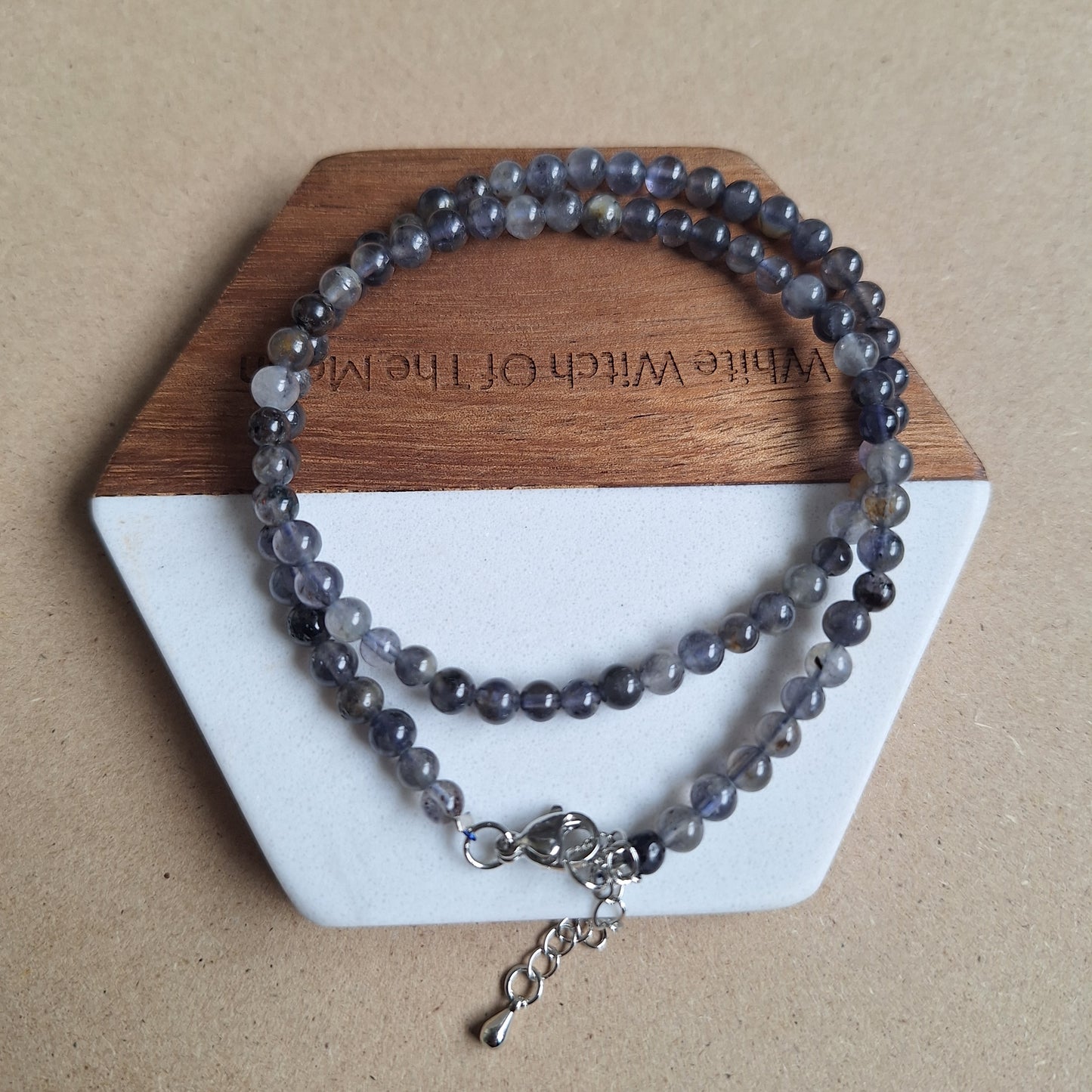 Iolite choker necklace 4mm bead crystal healing natural Stone