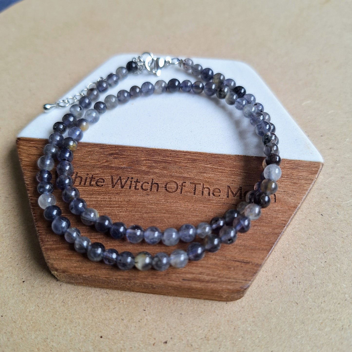 Iolite choker necklace 4mm bead crystal healing natural Stone