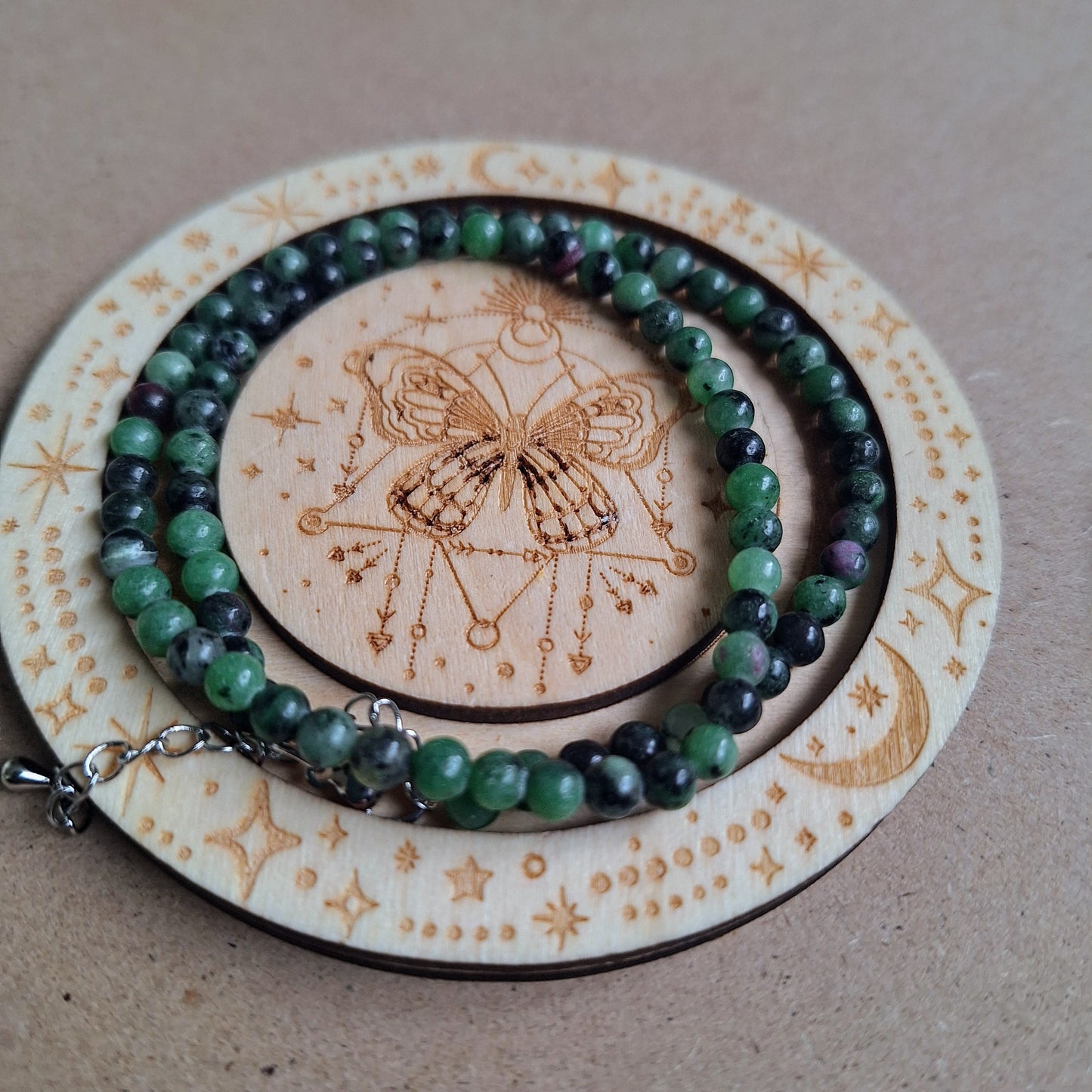 Ruby Zoisite Choker 4mm Beads 15-17" adjustable