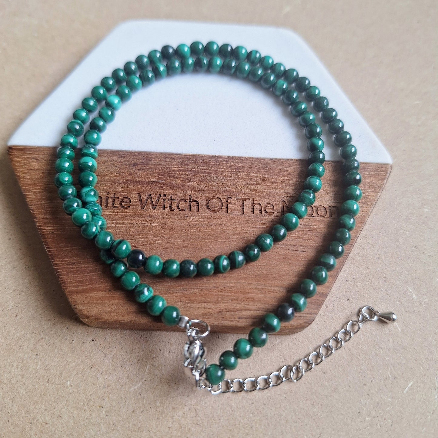 Malachite choker 4mm bead necklace