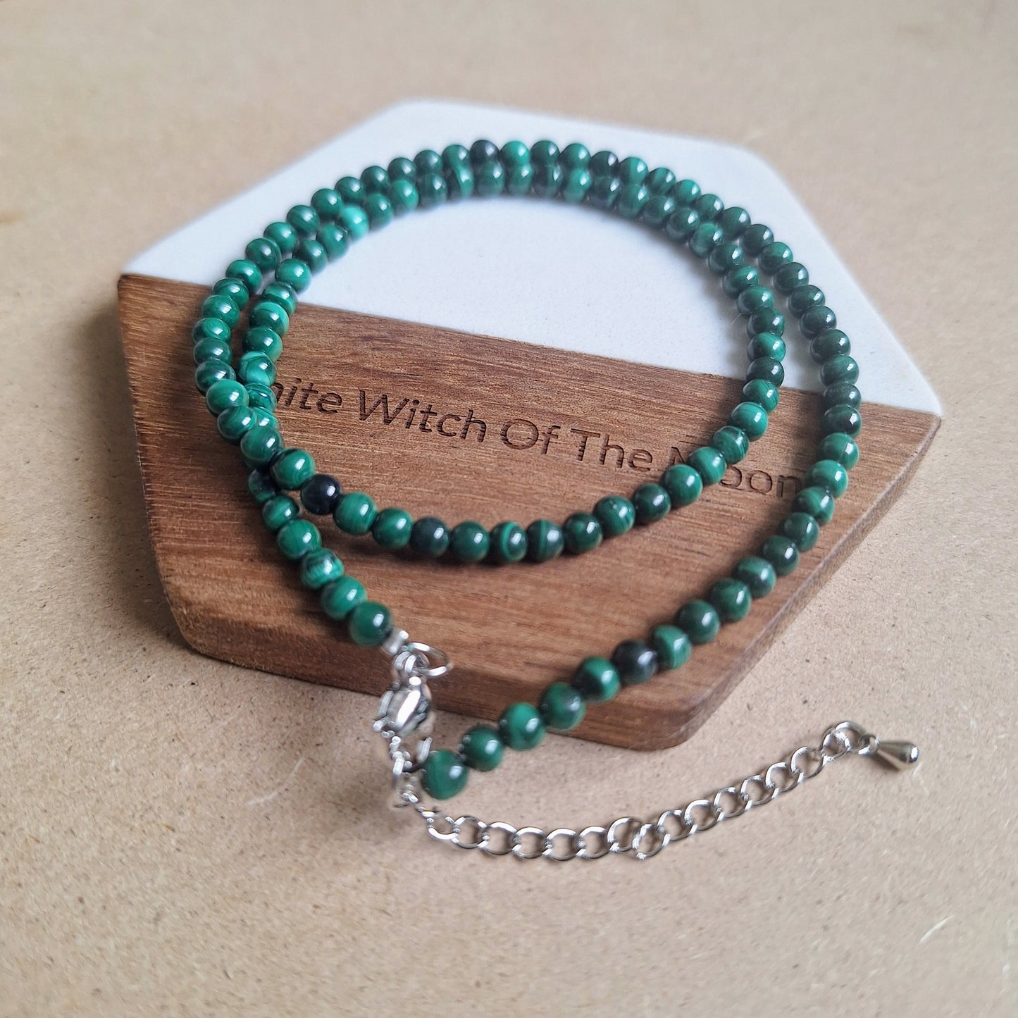 Malachite choker 4mm bead necklace