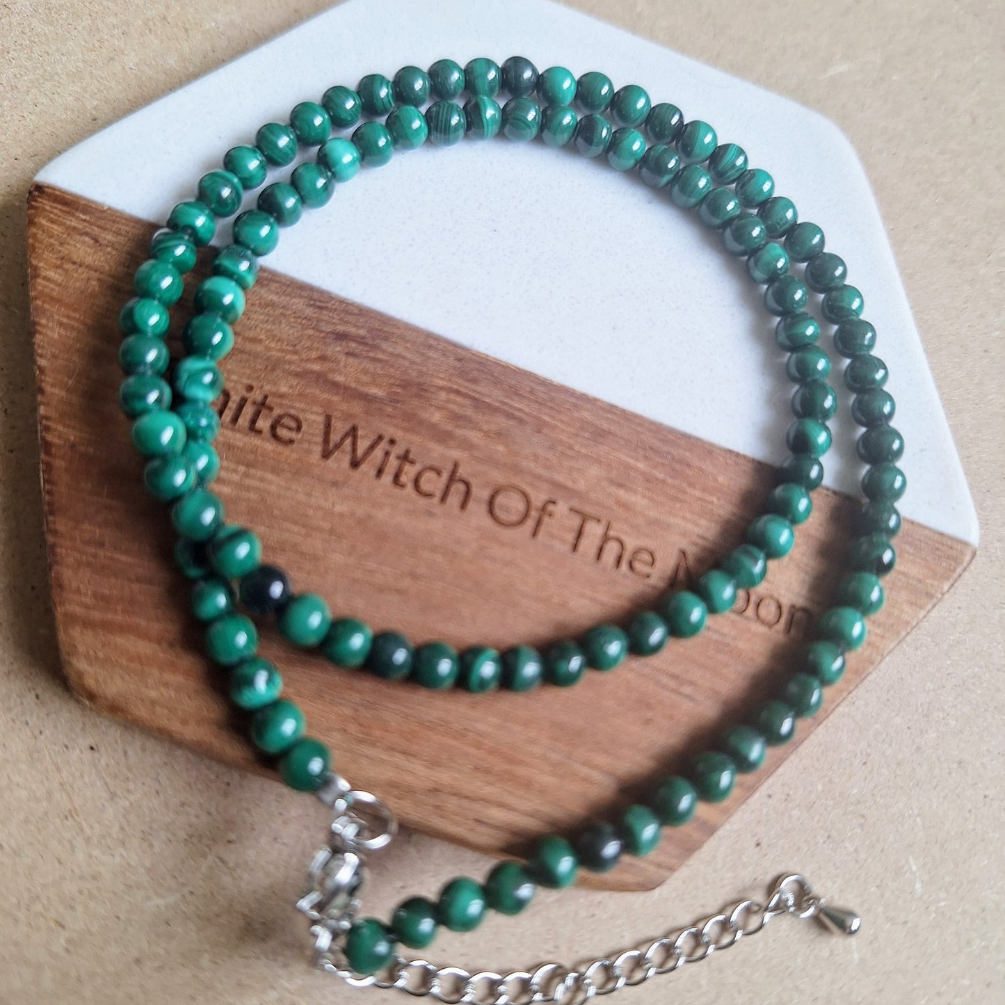 Malachite choker 4mm bead necklace