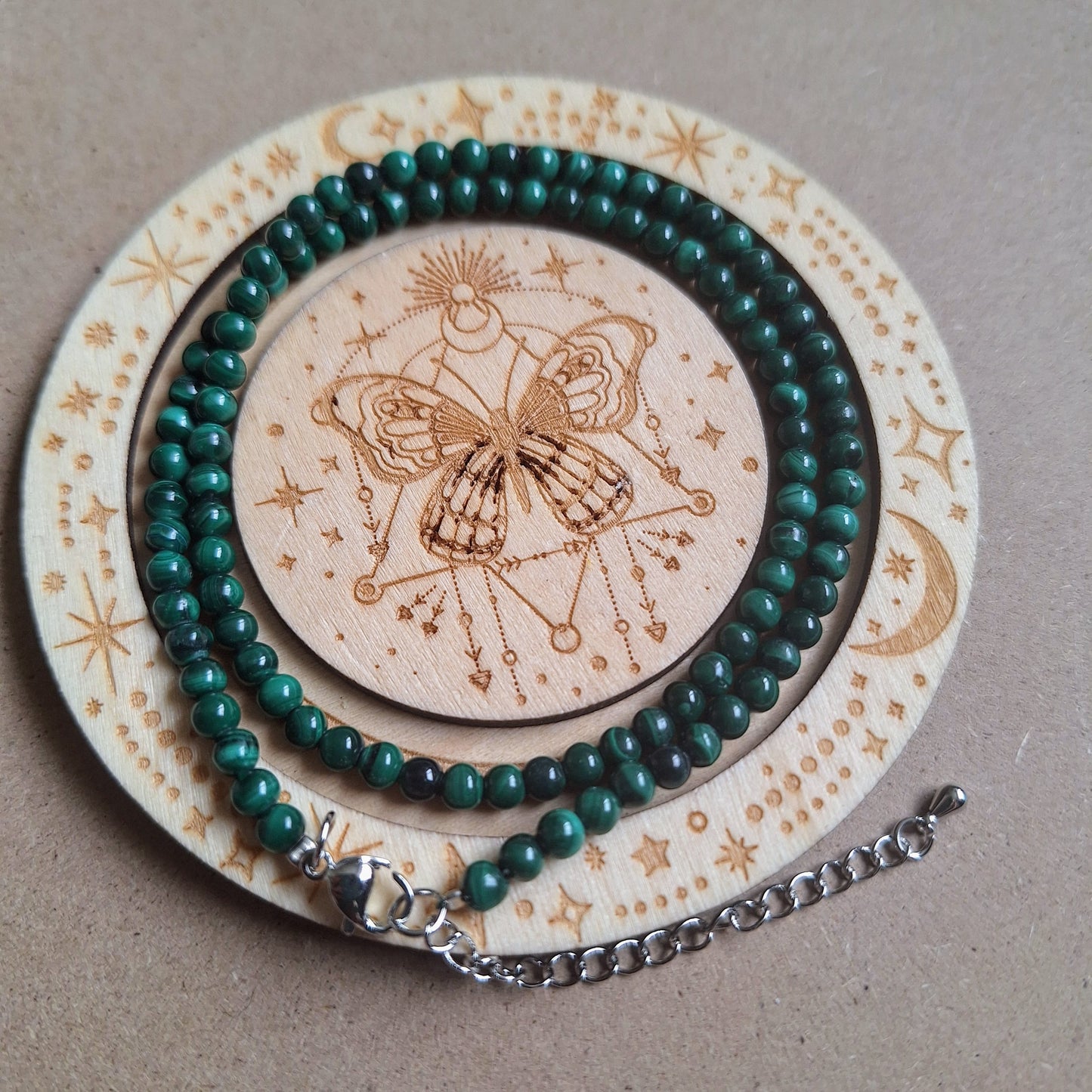 Malachite choker 4mm bead necklace
