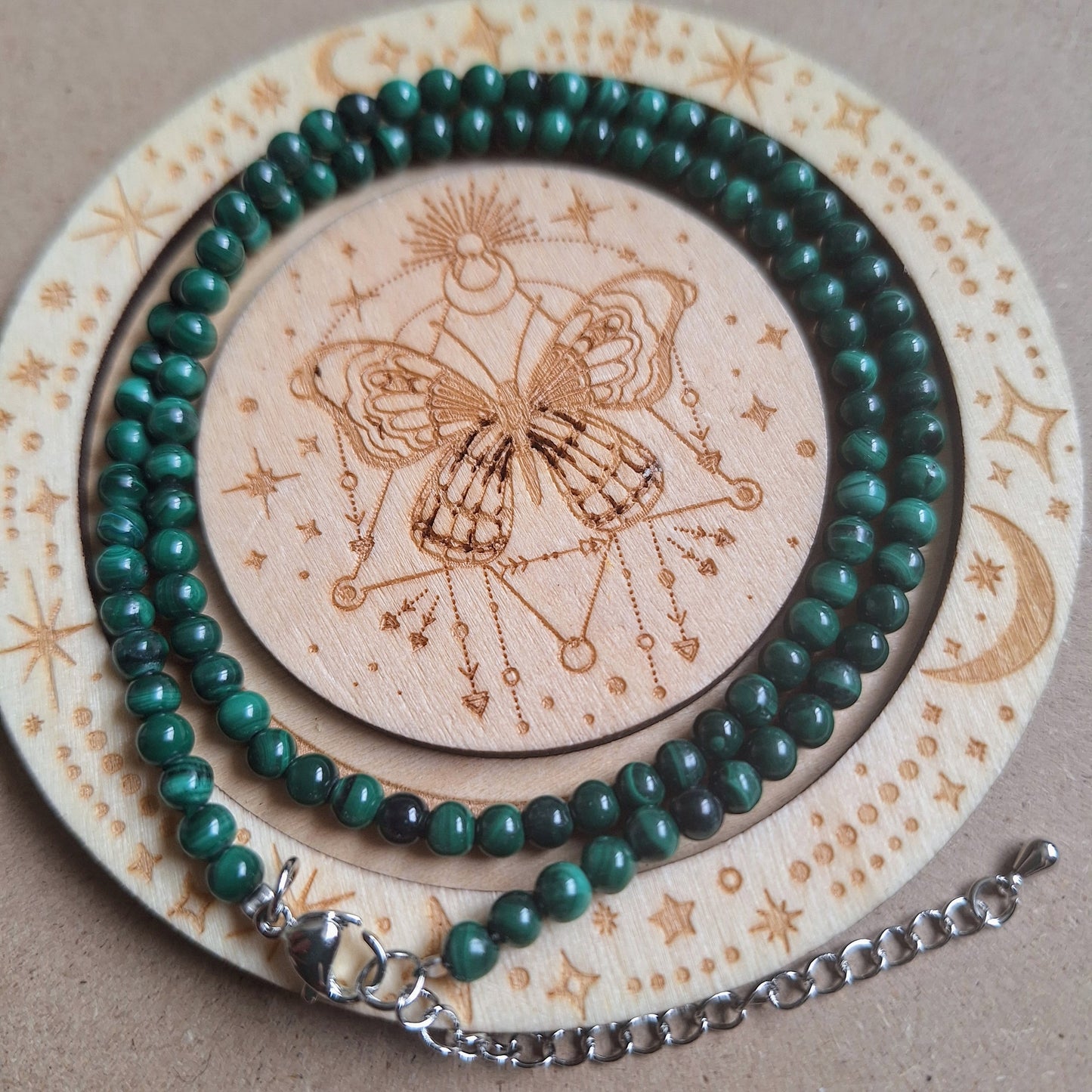 Malachite choker 4mm bead necklace