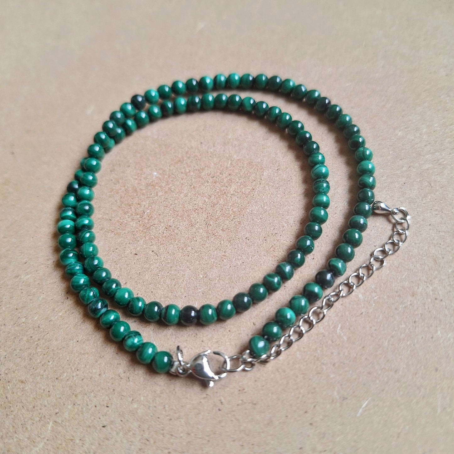 Malachite choker 4mm bead necklace