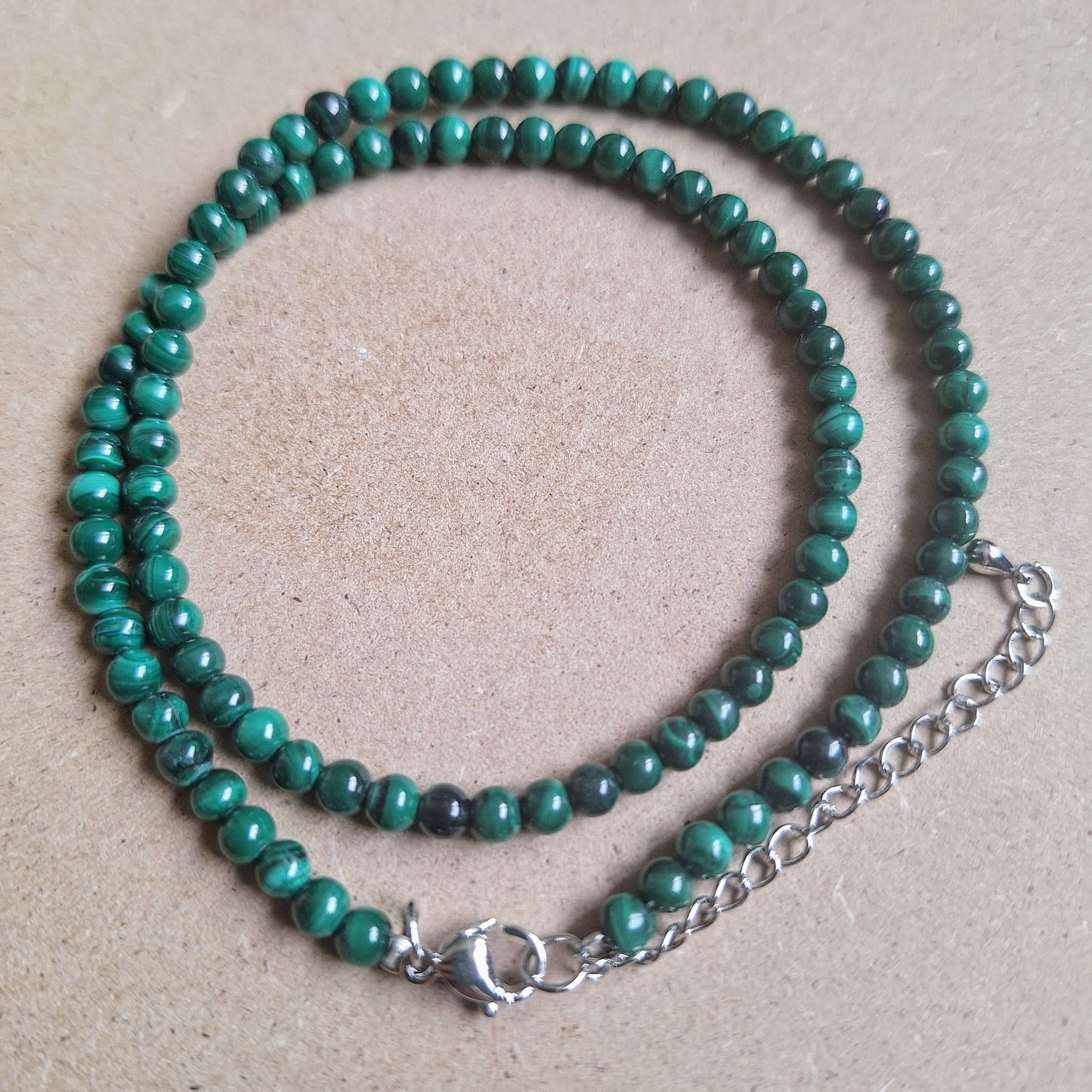 Malachite choker 4mm bead necklace