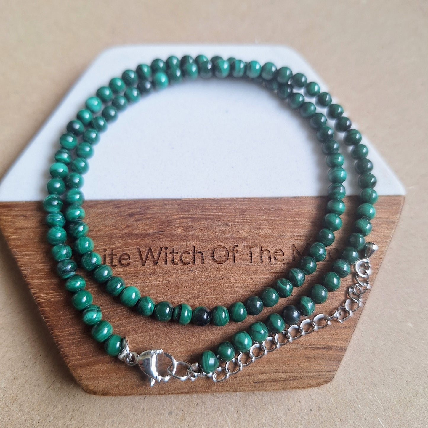 Malachite choker 4mm bead necklace