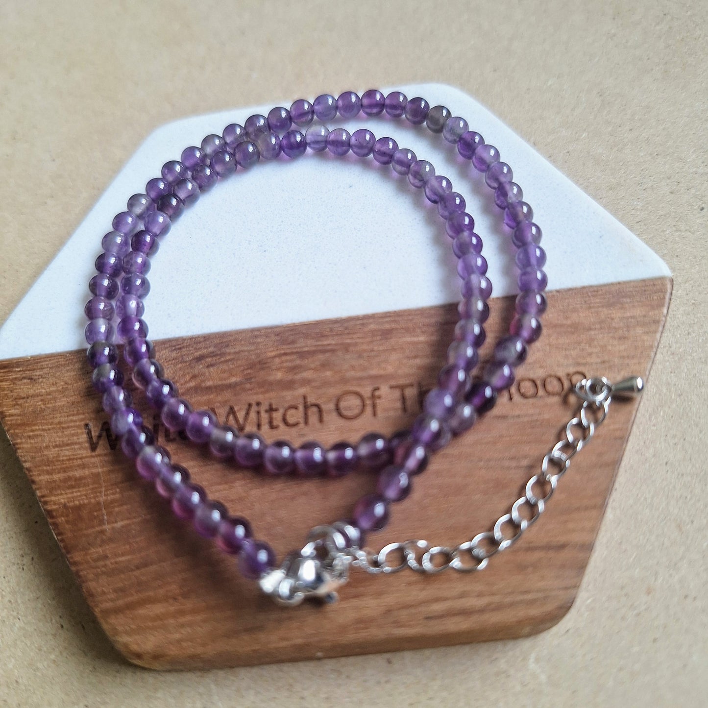 Amethyst 4mm Bead Choker Necklace