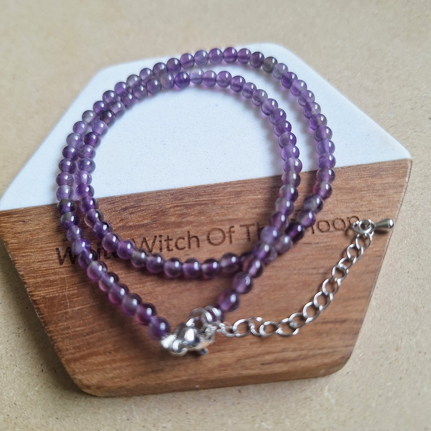 Amethyst 4mm Bead Choker Necklace