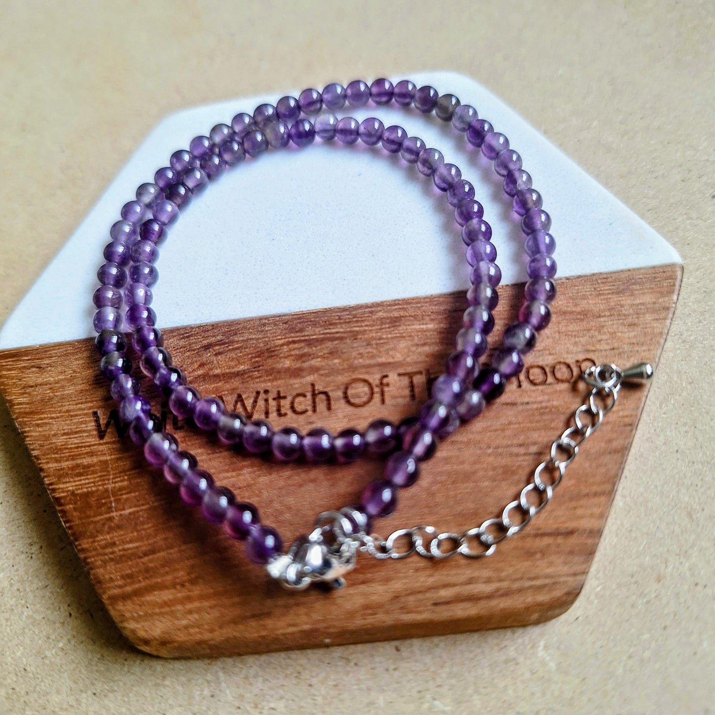 Amethyst 4mm Bead Choker Necklace