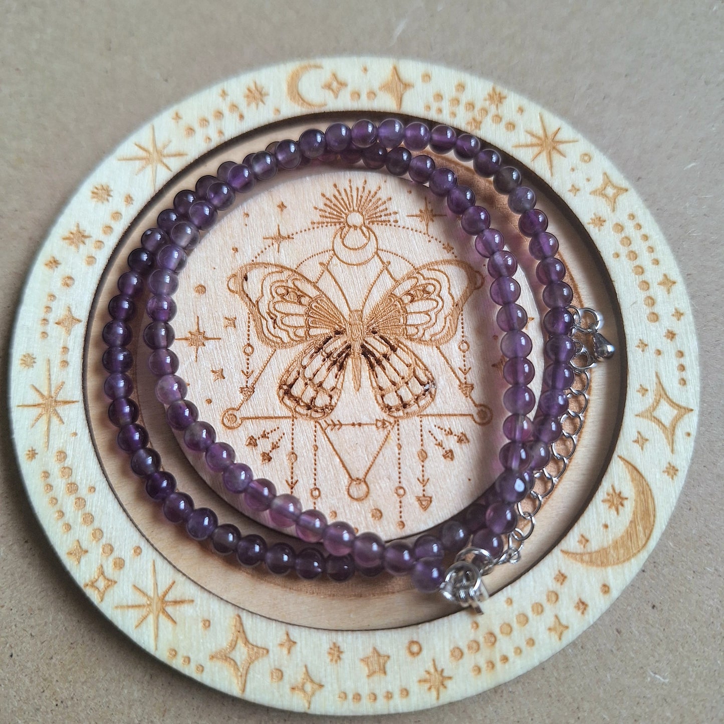 Amethyst 4mm Bead Choker Necklace