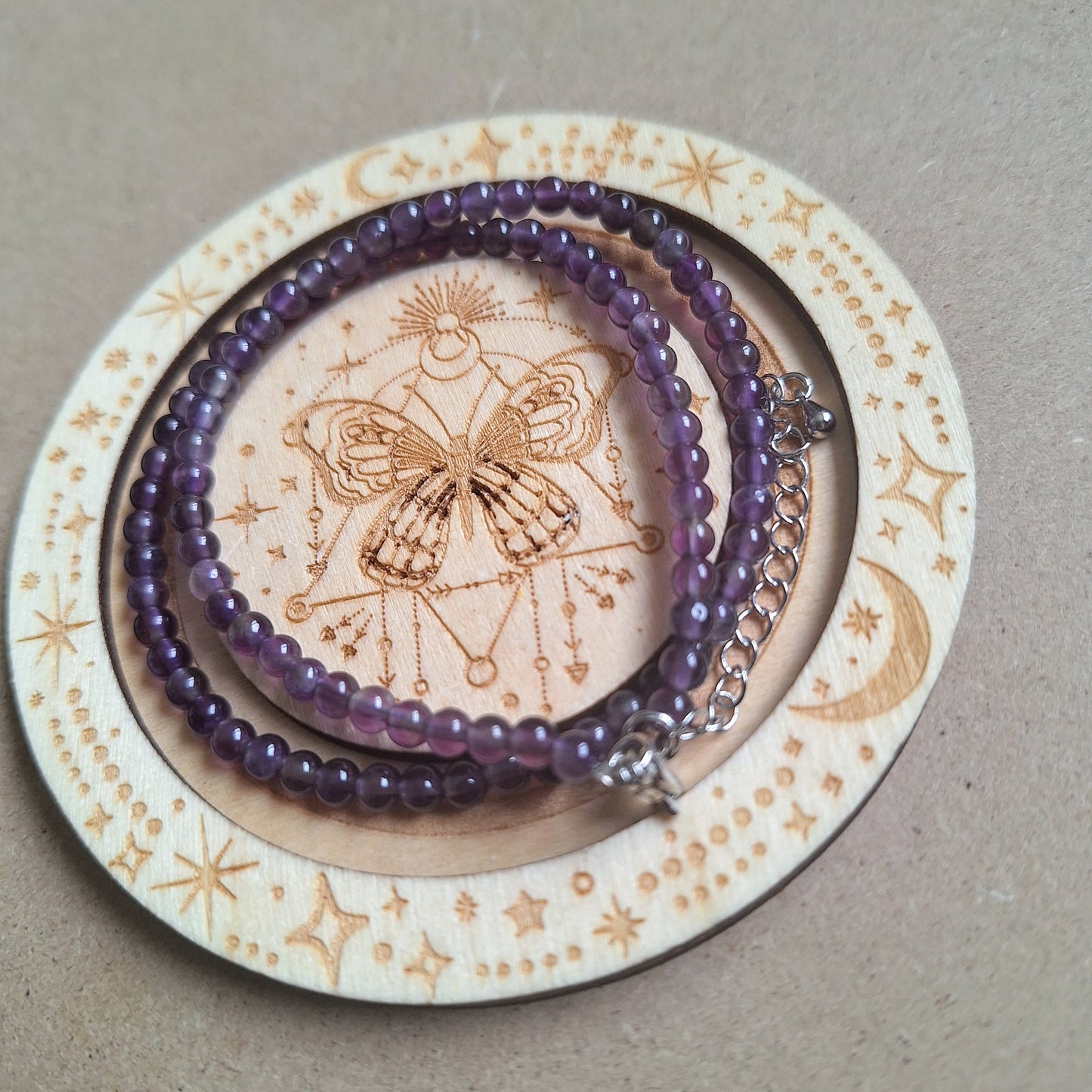 Amethyst 4mm Bead Choker Necklace