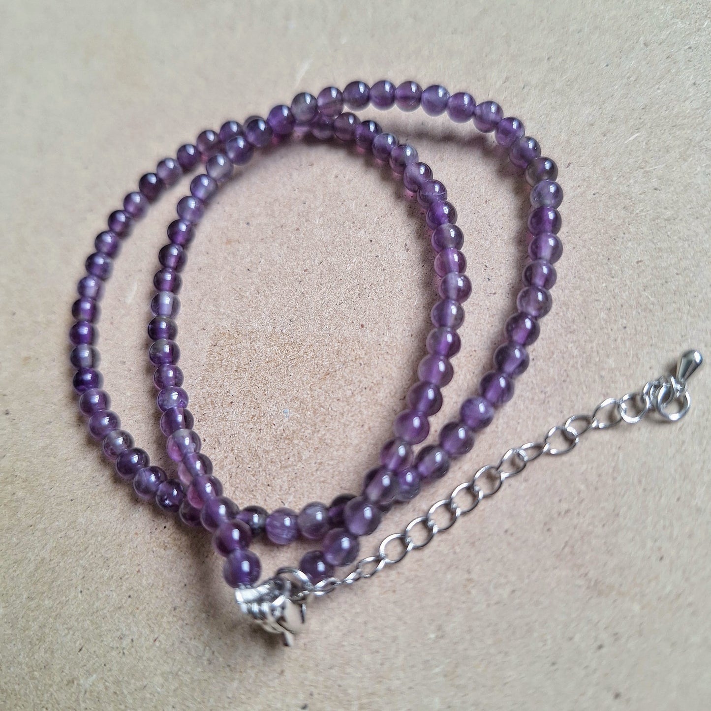 Amethyst 4mm Bead Choker Necklace
