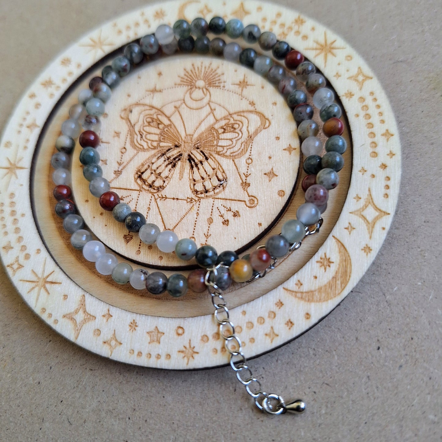 Bloodstone 4mm round Bead Choker Necklace