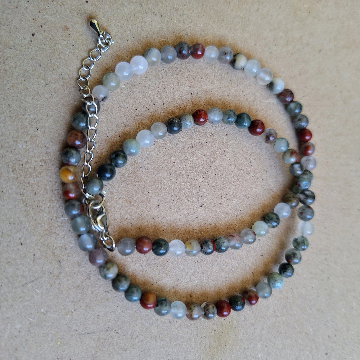 Bloodstone 4mm round Bead Choker Necklace