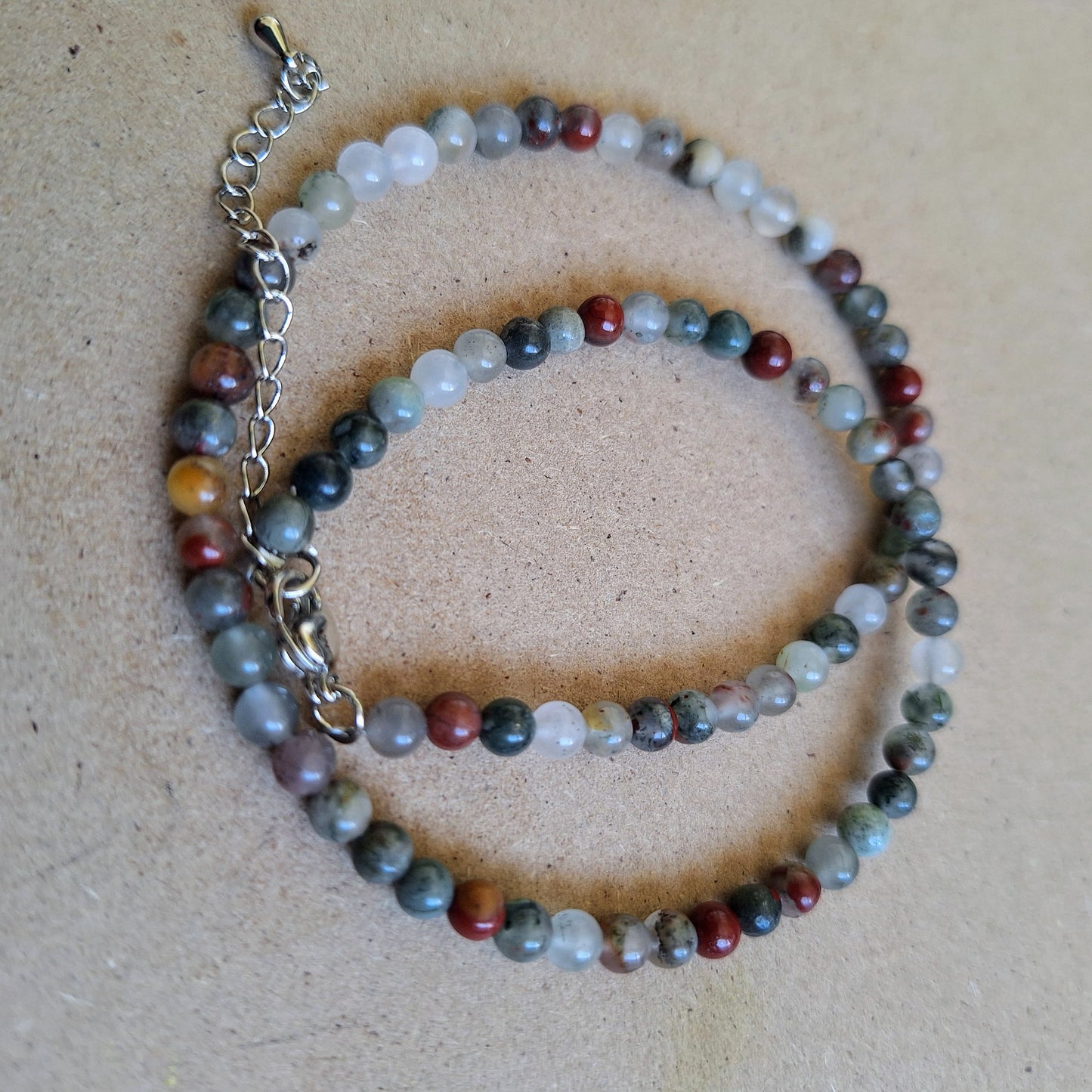 Bloodstone 4mm round Bead Choker Necklace