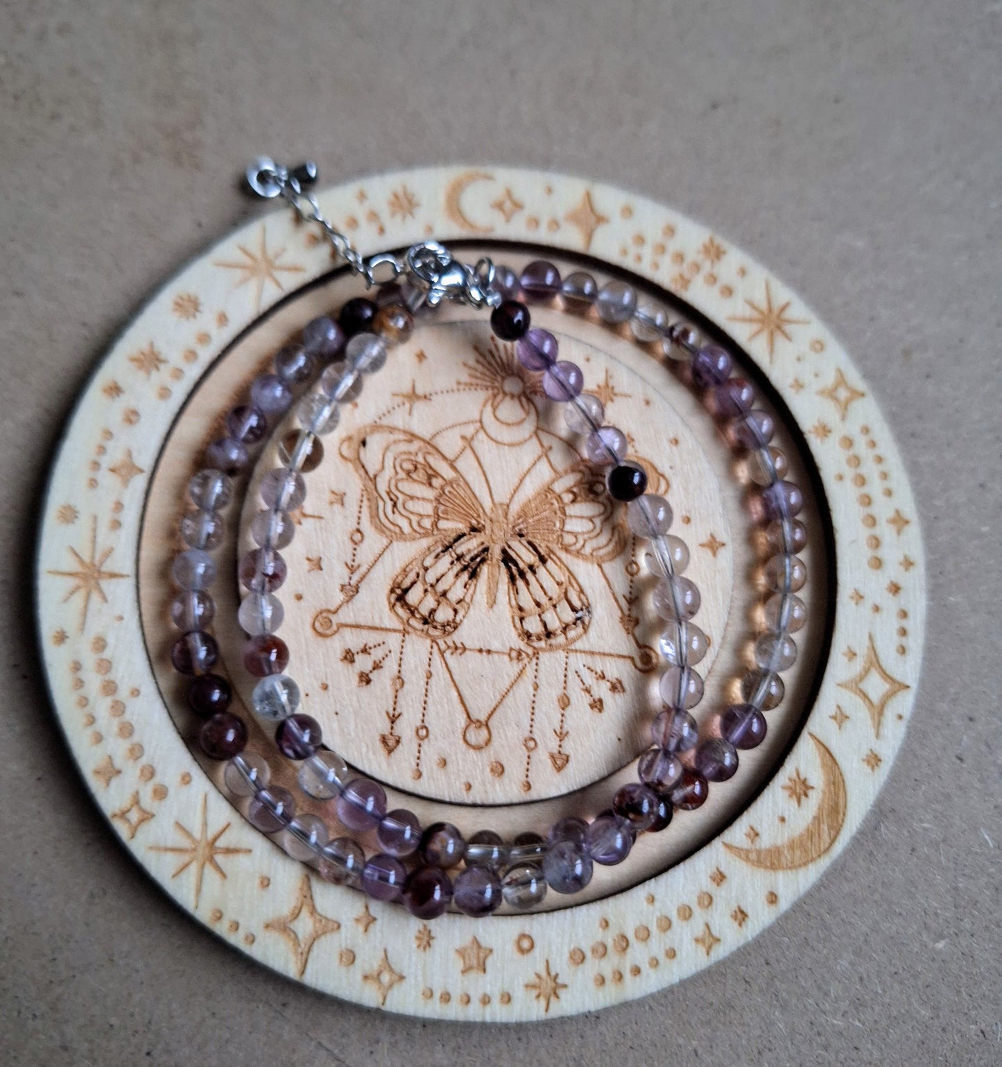 Purple Phantom Ghost Quartz Choker Necklace