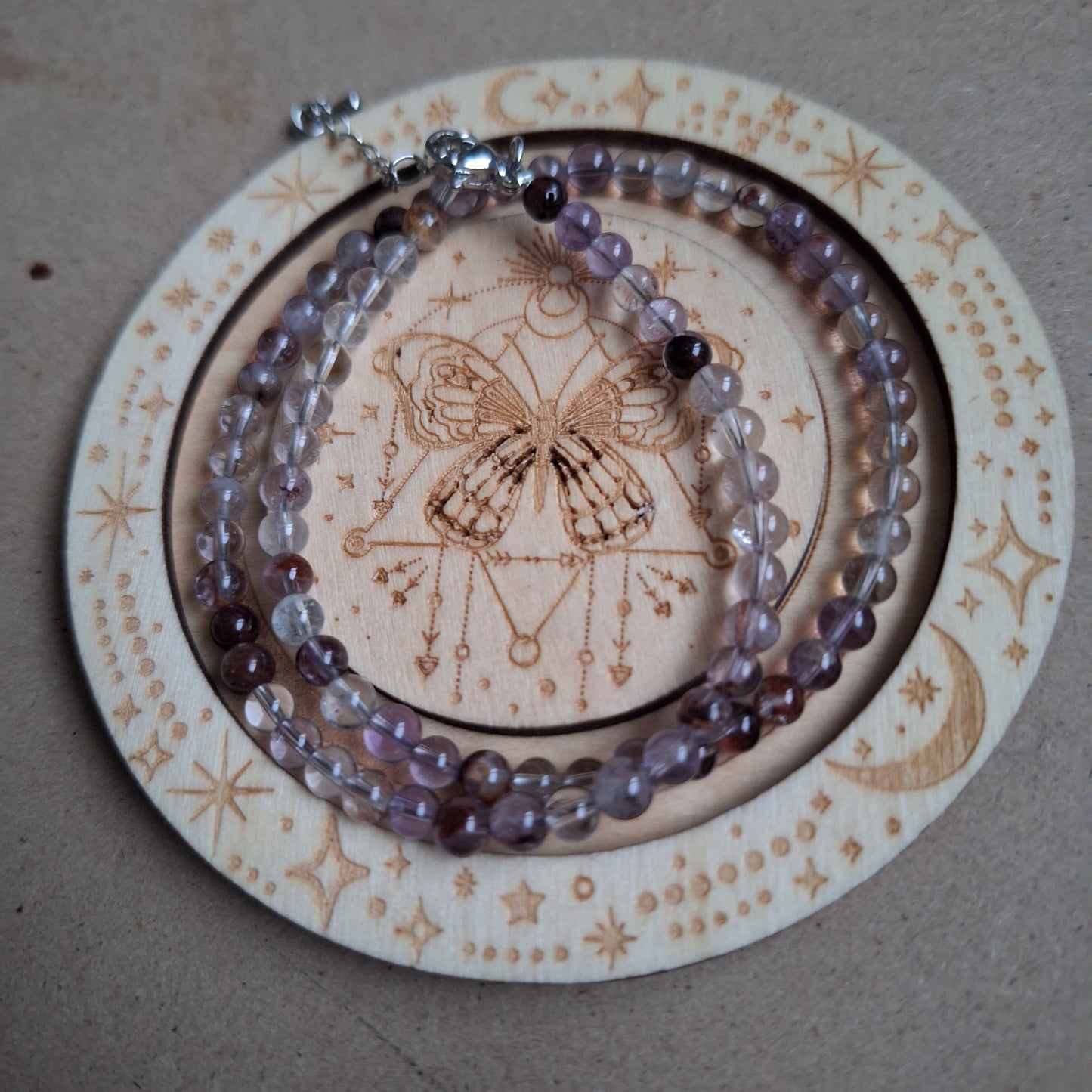 Purple Phantom Ghost Quartz Choker Necklace