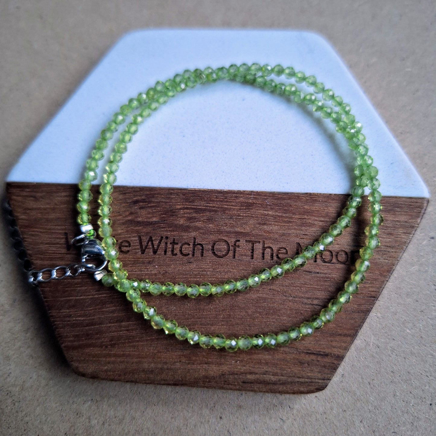 Peridot Choker Necklace 3mm faceted beads