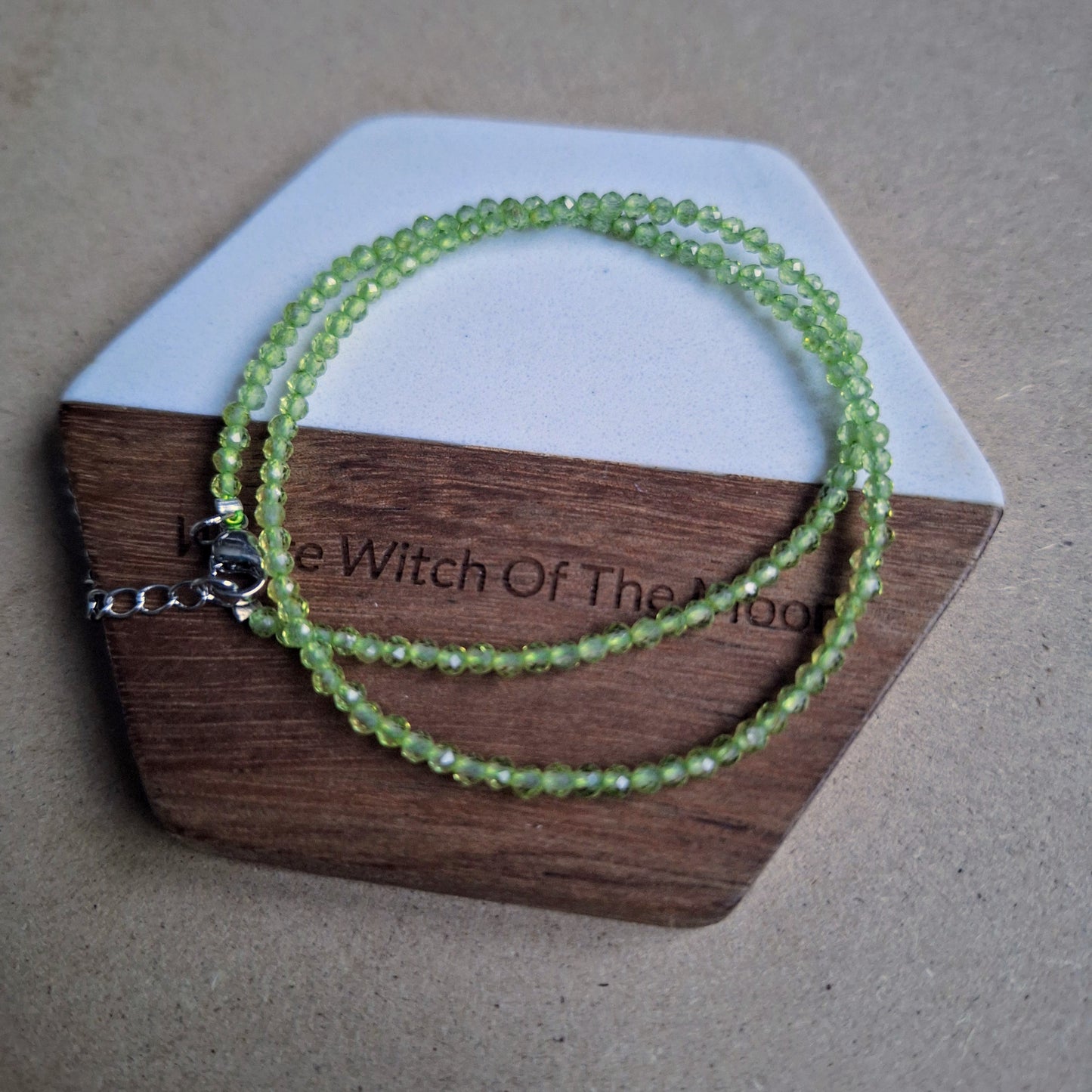 Peridot Choker Necklace 3mm faceted beads
