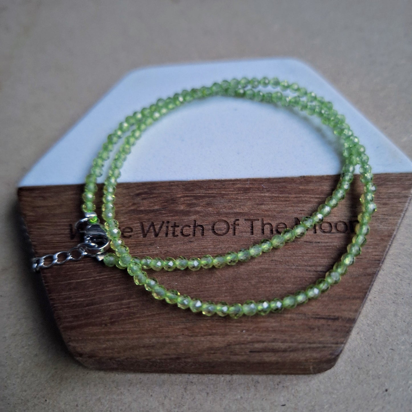 Peridot Choker Necklace 3mm faceted beads