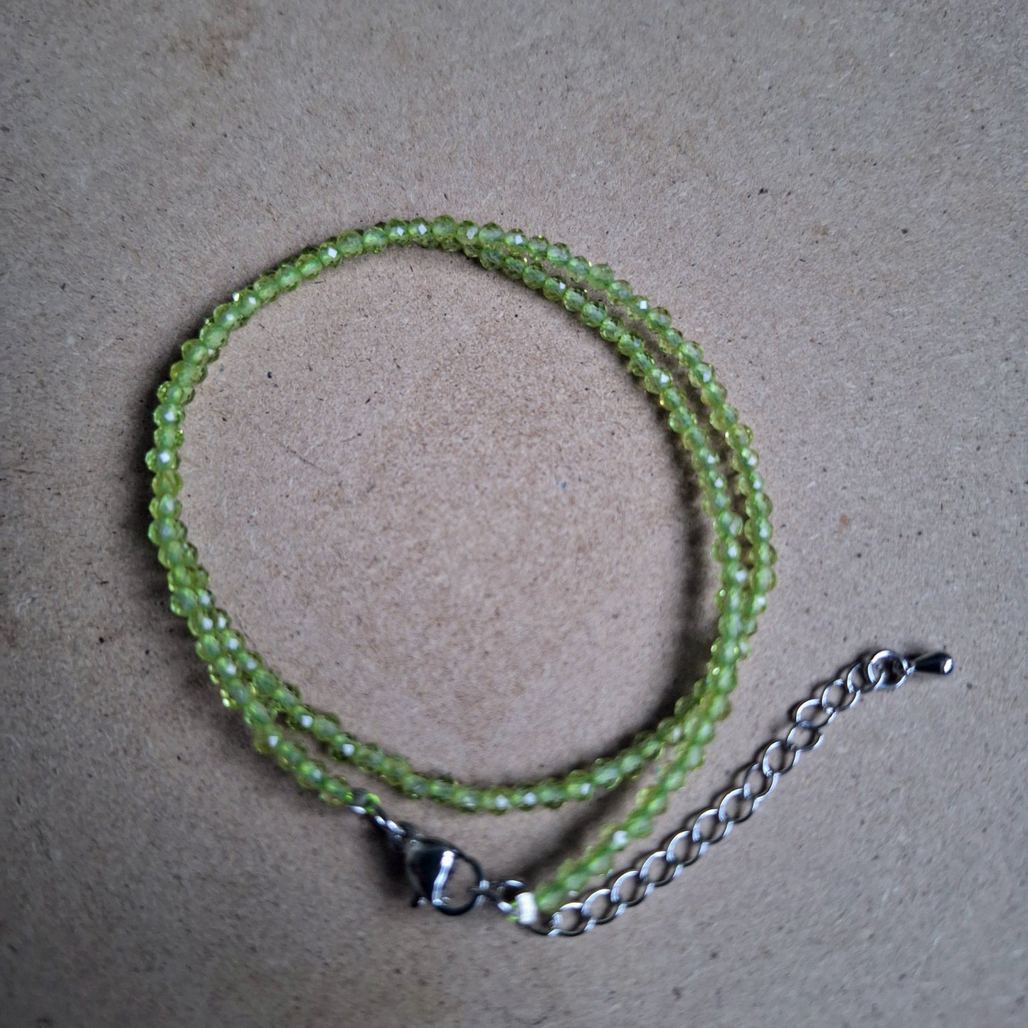Peridot Choker Necklace 3mm faceted beads