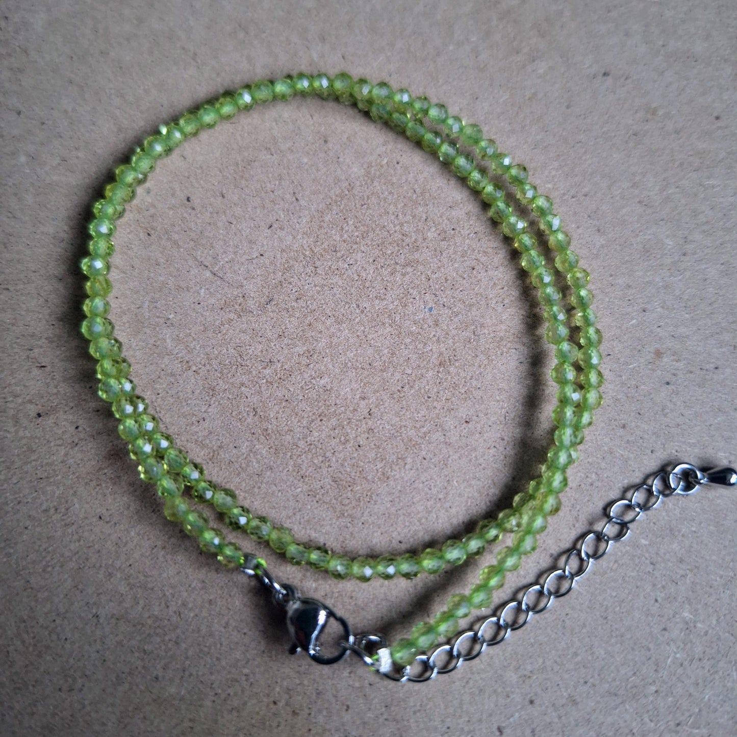 Peridot Choker Necklace 3mm faceted beads