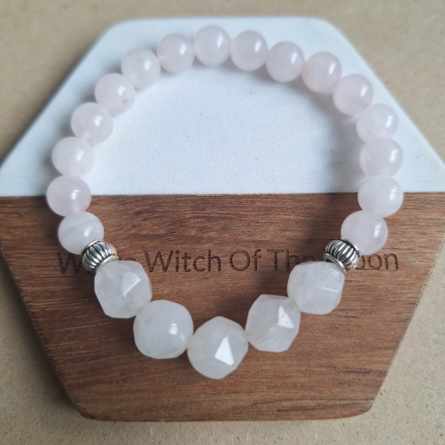 Rose quartz and moonstone bracelet crystal healing natural stone self love and calming gemstone jewellery