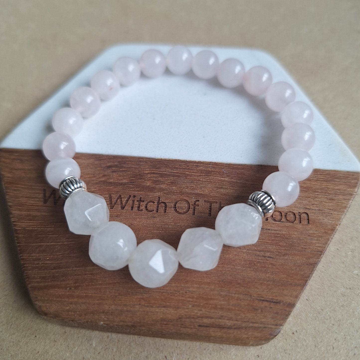 Rose quartz and moonstone bracelet crystal healing natural stone self love and calming gemstone jewellery