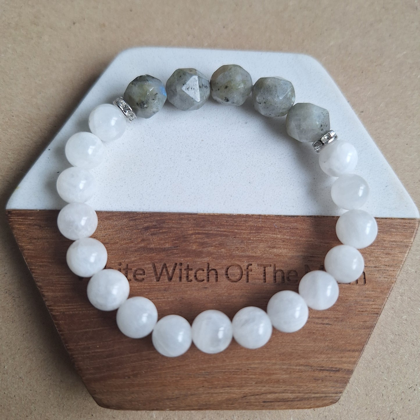 Moonstone and labradorite bracelet crystal healing natural stone gift for her jewellery for women