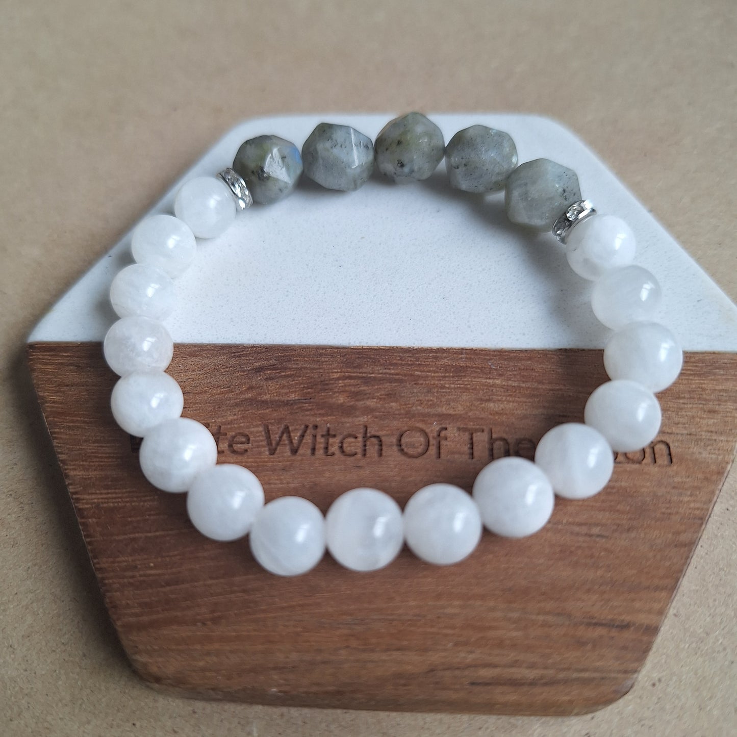 Moonstone and labradorite bracelet crystal healing natural stone gift for her jewellery for women