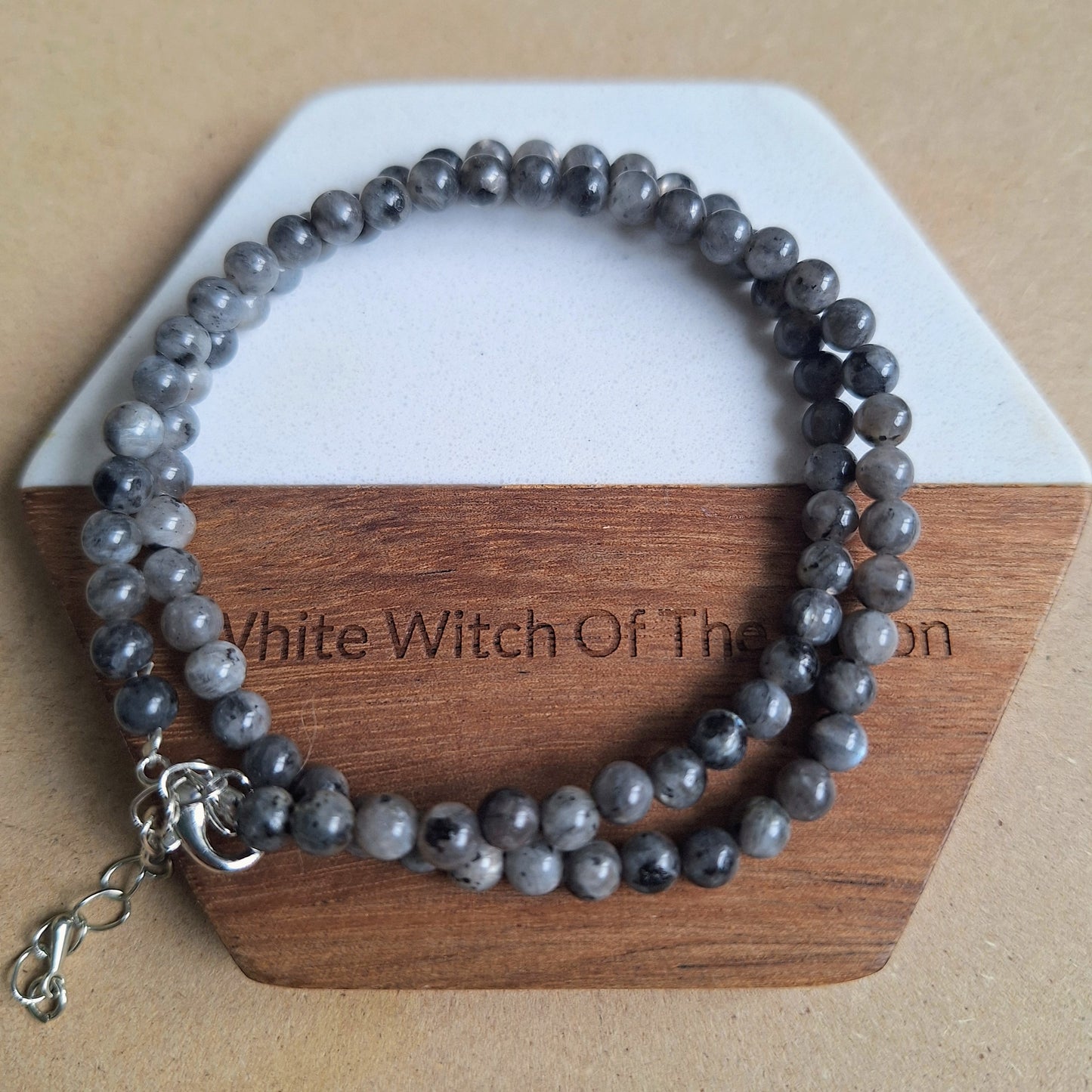 Larvikite 4mm bead Choker Necklace
