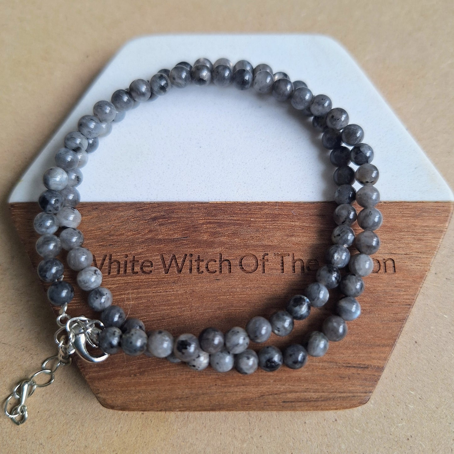 Larvikite 4mm bead Choker Necklace