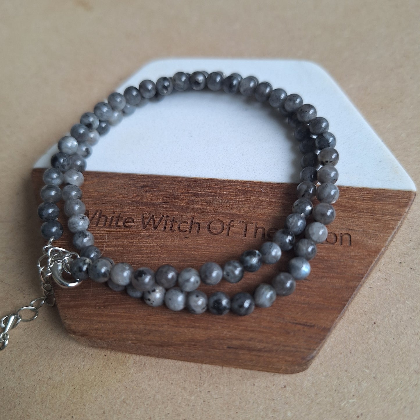 Larvikite 4mm bead Choker Necklace
