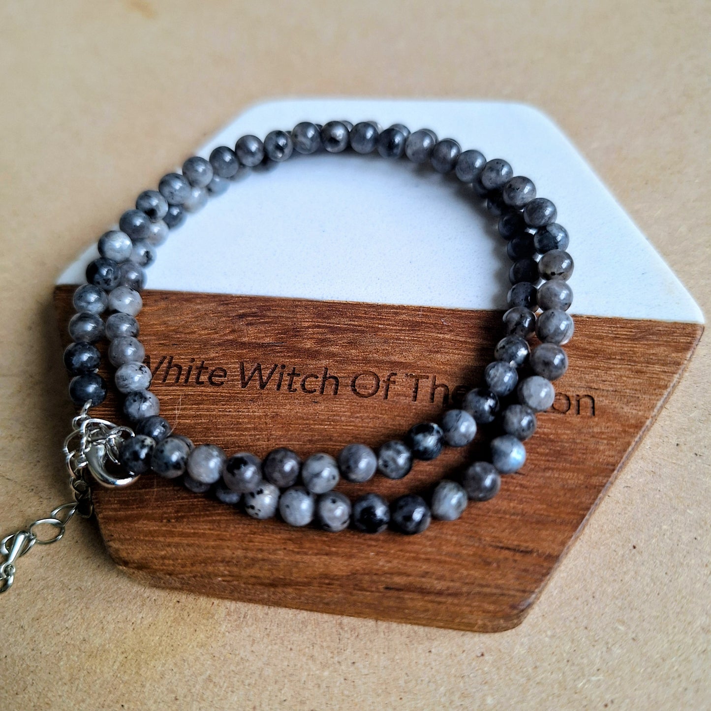 Larvikite 4mm bead Choker Necklace
