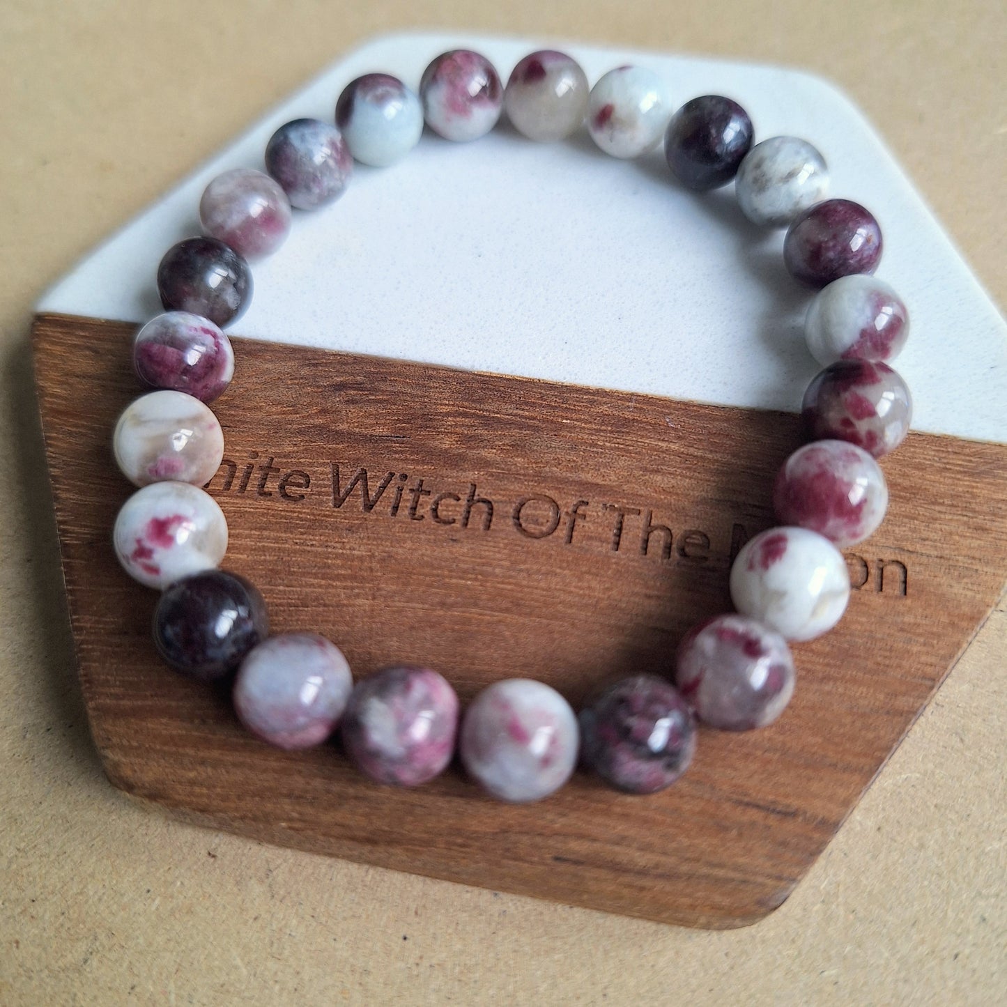 Pink Tourmaline rubellite bracelet Crystal healing natural stone stretch stacking bracelet gift for him or her heart chakra